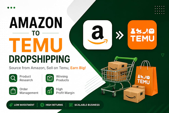 manage your temu store and do amazon to temu dropshipping