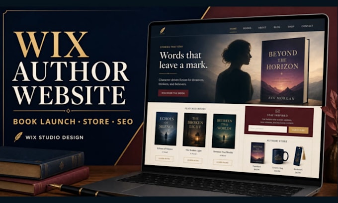 design a wix author website book launch page and store