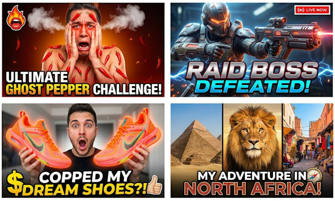 design 3 professional youtube thumbnails