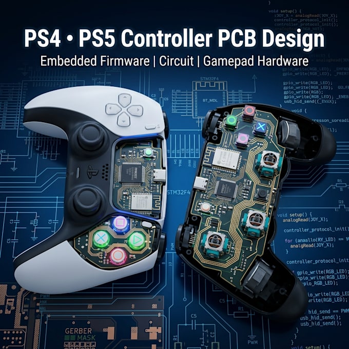 design ps4 ps5 controller pcb gamepad embedded firmware and circuit