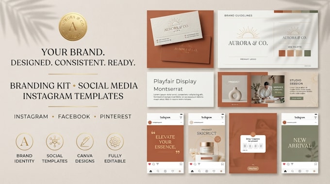 design canva branding kit on canva, social media template, instagram post