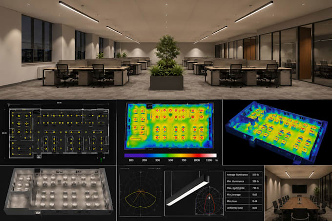create dialux evo lighting design, lux calculation and photometric analysis