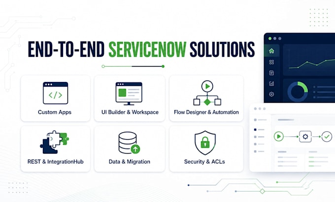 develop servicenow itsm, workflows, integrations and custom solutions