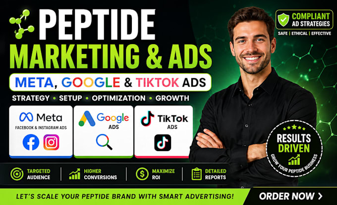 fix peptide ads issues, set up compliant peptide ads on meta, google, tiktok ads