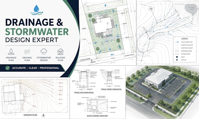 do drainage plans, stormwater drainage design, and building plans