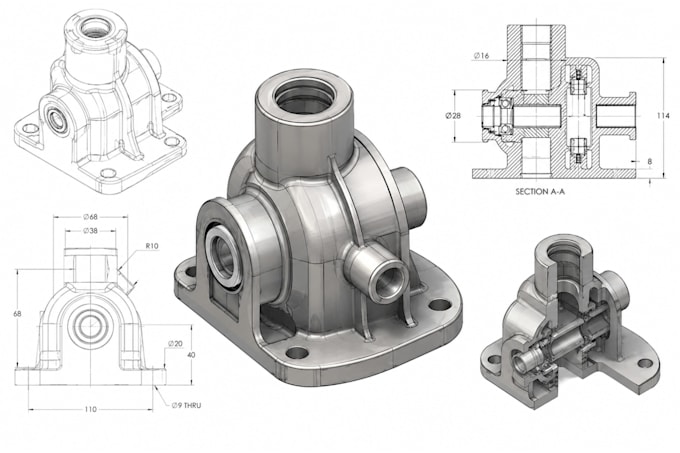 do 3d cad design, 3d cad modeling, mechanical product design and 3d printing