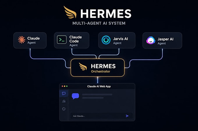 hermes agent claude code jarvis ai jasper ai multi agent setup claude ai web app