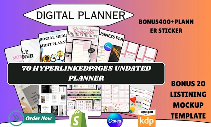design etsy digital planner hyperlinked planner digital product digital stickers