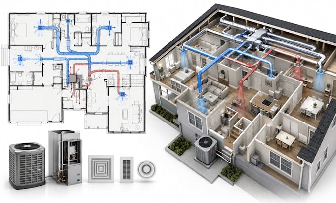 do manual j calculation, manual d duct design and hvac permit plans