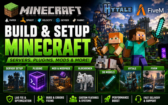 build minecraft fivem mod server plugin setup modpack blockbench 3d model hytale