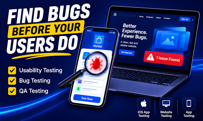 do app testing, website testing, QA testing IOS app review and usability testing