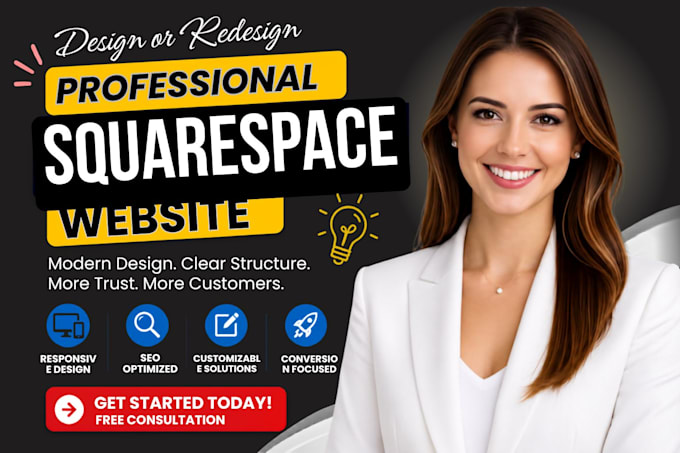 build sqaresapace website design or redesign squarespace website development
