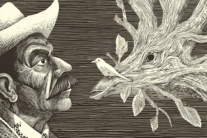 create artistic linocut illustration