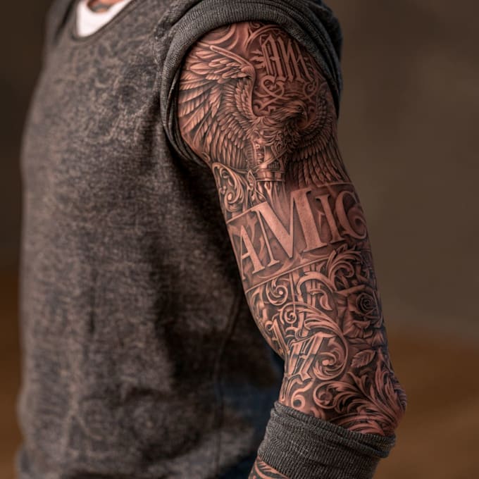 draw a attractive tattoo sleeve art