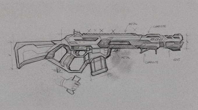 high quality weapon concept art for gaming and more