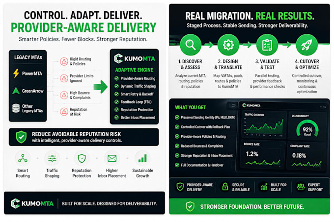 migrate powermta or greenarrow to adaptive kumomta