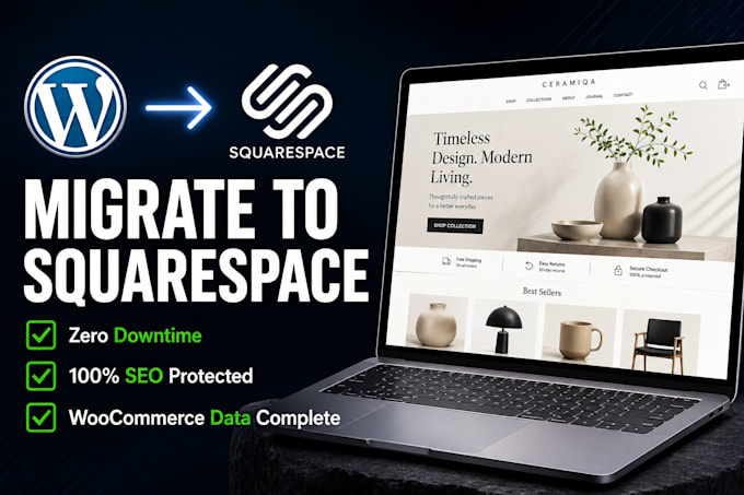 migrate transfer wordpress website woocommerce to squarespace website migration
