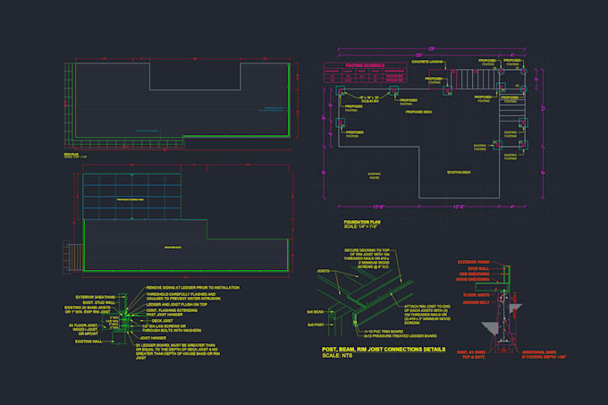 create deck, patio, porch permit drawing set