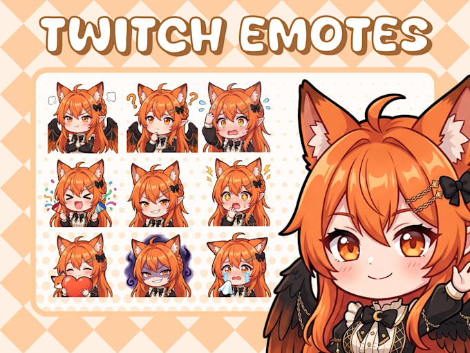 design custom twitch emotes, sub badges and vtuber emotes