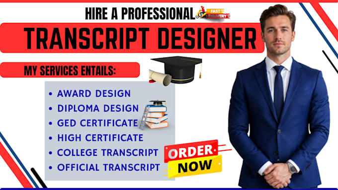 design high academic transcript, ged certificate, and college transcript