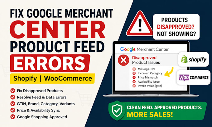 fix google merchant center product feed errors for shopify woocommerce