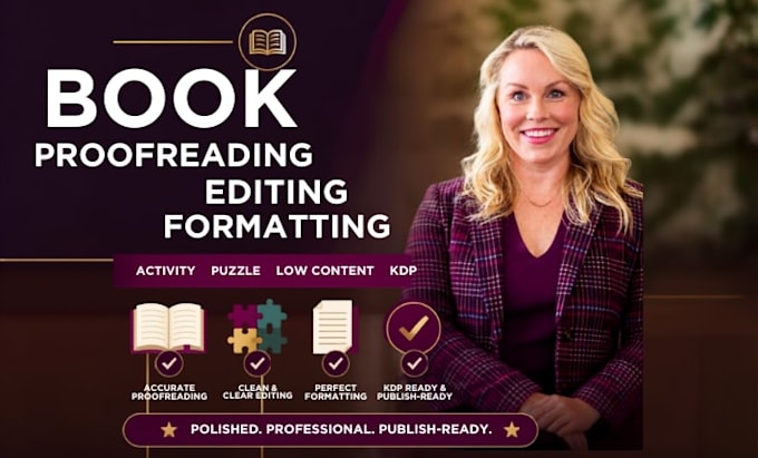 proofread, edit and format your low content book, puzzle, activities book editor