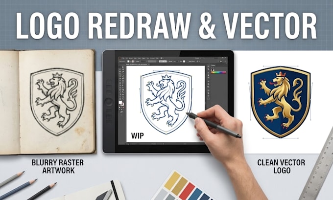 do manual vector tracing, logo redraw and image to vector