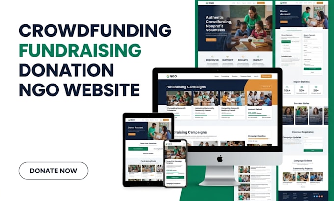 design crowdfunding fundraising donation website ngo donation system website
