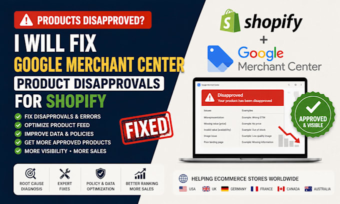 fix google merchant center product disapprovals for shopify