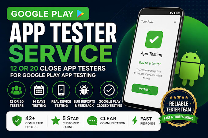 do 12 app tester or 20 close app tester for google play app testing