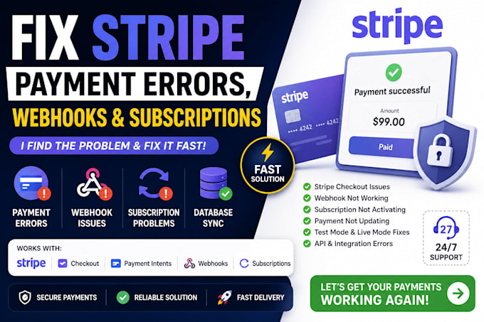 fix stripe payments and webhooks  in lovable, supabase, bolt or replit
