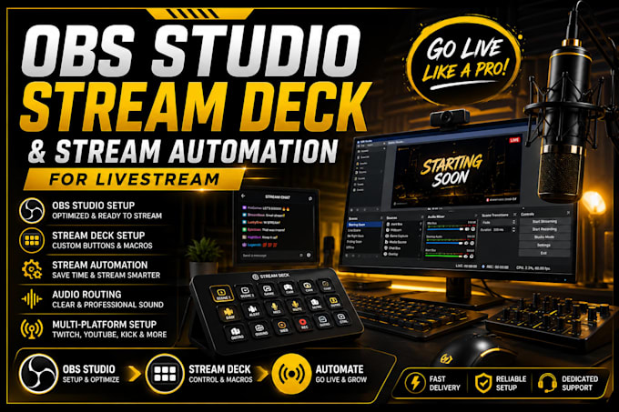 setup obs studio, stream deck and stream automation for livestream