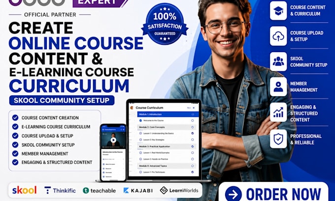 create an online course content, e learning course curriculum skool community