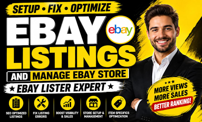 setup fix optimize ebay listings and manage ebay store as ebay lister expert