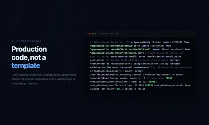 write your smart contract in solidity built by a security researcher