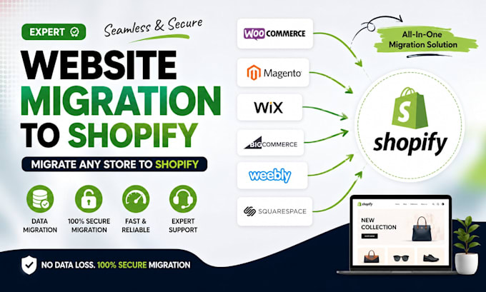 shopify migration woocommerce to shopify magento wix bigcommerce store migration