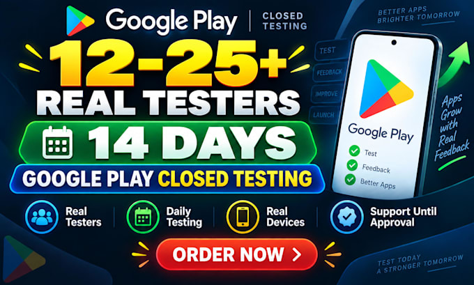 provide 12 testers for google play closed testing and android app testing