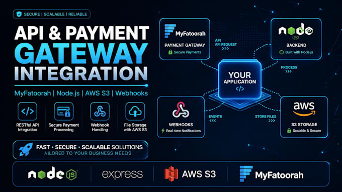 integrate myfatoorah payment gateway nodejs api aws s3 webhooks