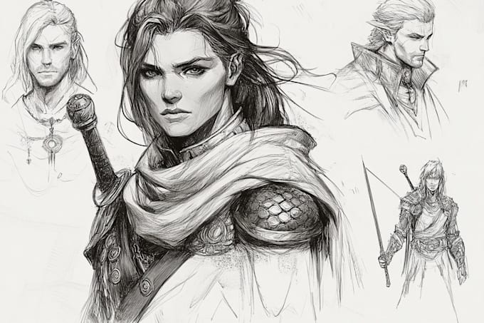 make digital  fantasy sketch artist