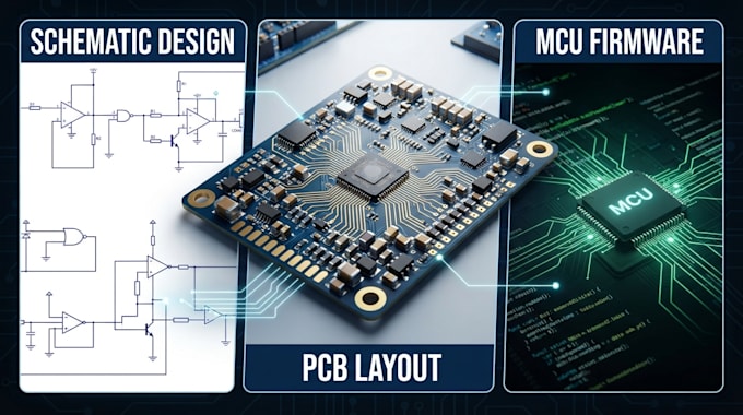 schematic design, pcb layout and mcu firmware development