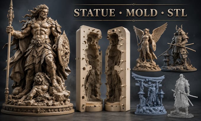 design 3d statue molds, sculpt 3d models and stl files for casting