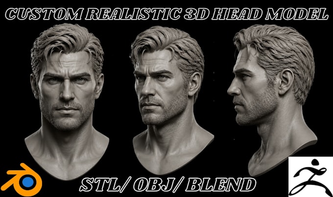 sculpt realistic 3d head model face likeness character bust stl for 3d printing