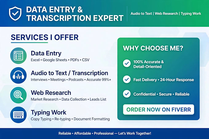 do data entry typing and audio transcription accurately