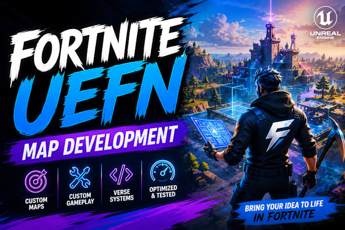 create a professional fortnite uefn map with custom gameplay