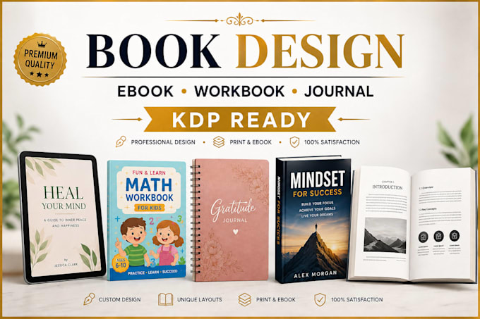 do ebook design, educational workbook and journal design textbook design for kdp