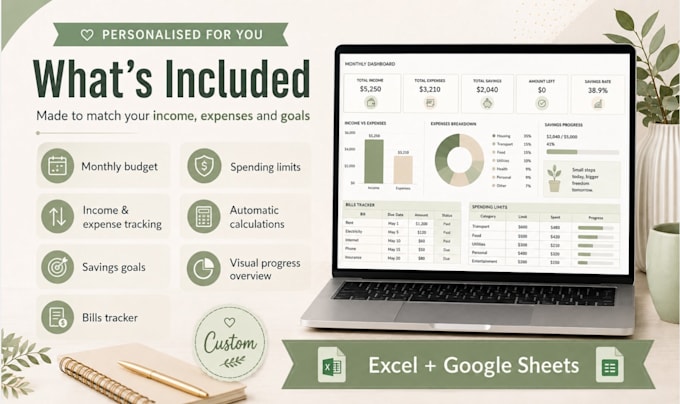 create a custom budget and savings tracker for you