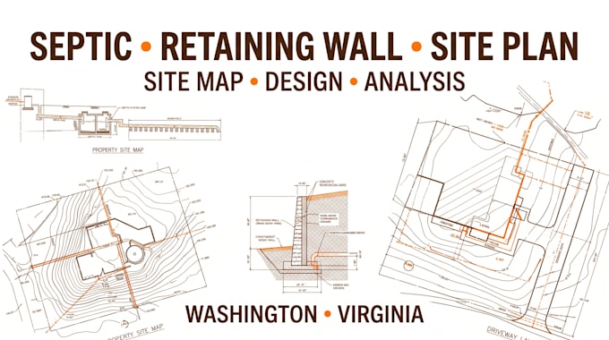 septic system design and retaining wall,  site plan site map washington virginia