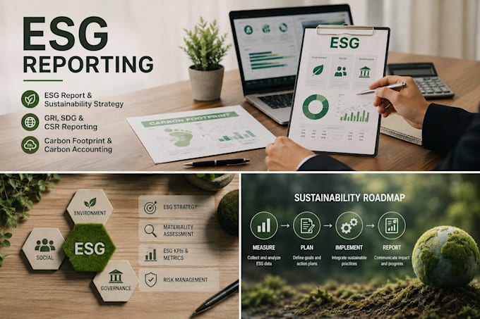 write esg sustainability report, gri, sdg, csr and carbon emissions