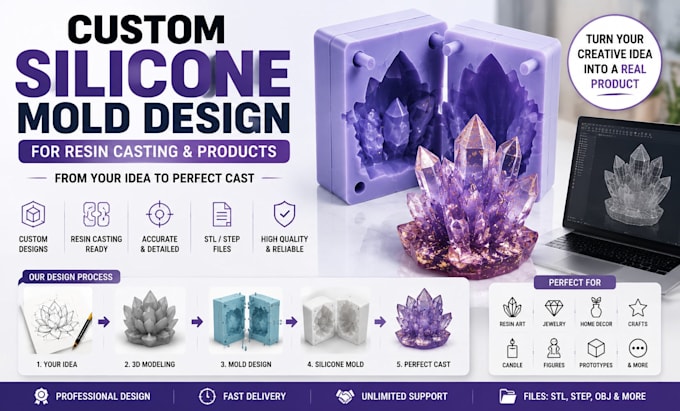 design custom silicone mold for resin casting and products