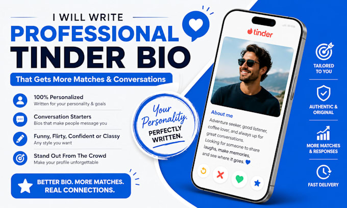 write a professional, personalized, and engaging tinder bio